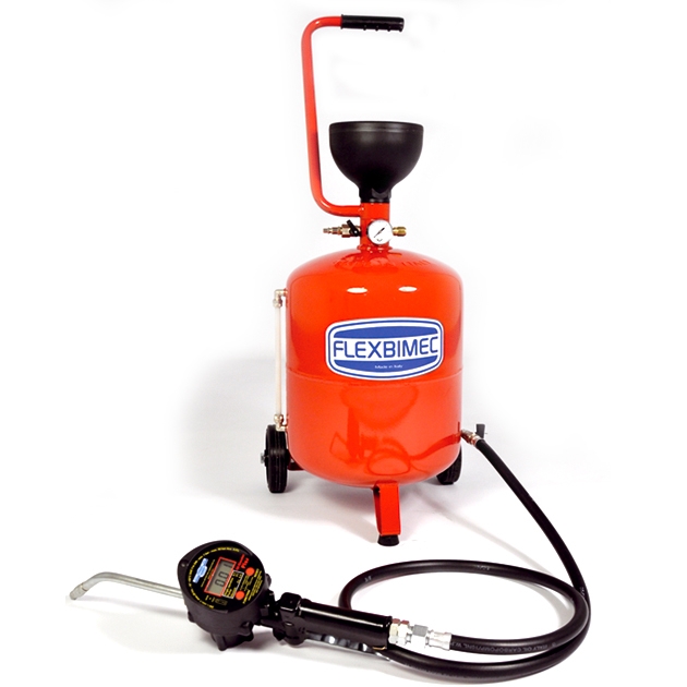 Fahrbares pneumatisches Ölgerät - 24l Behälter - inkl. Durchflussmesser