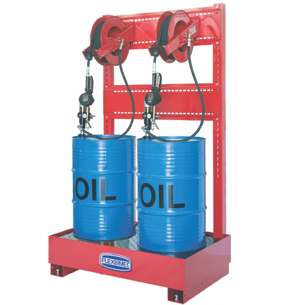 Ölabgabe Anlage - 208 Liter Fässer - zwei Pumpen